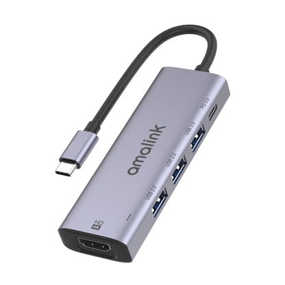 amalink 95123D Type-C / USB-C to HDMI + 3 Ports USB + PD 3.0 Multi-function HUB(Grey) - Computer & Networking by amalink | Online Shopping UK | buy2fix