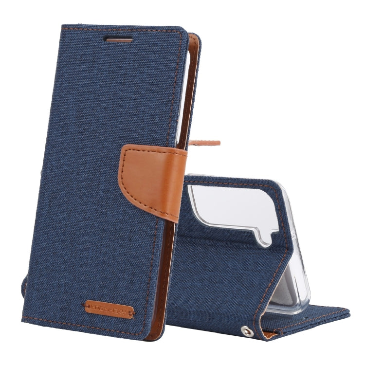 For Samsung Galaxy S22 5G GOOSPERY CANVAS DIARY Canvas Texture Leather Phone Case(Dark Blue) - Galaxy S22 5G Cases by GOOSPERY | Online Shopping UK | buy2fix