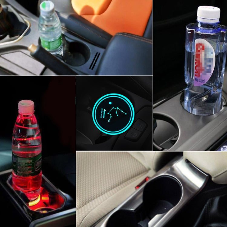 2 PCS Car Constellation Series AcrylicColorful USB Charger Water Cup Groove LED Atmosphere Light(Aquarius) - In Car by buy2fix | Online Shopping UK | buy2fix