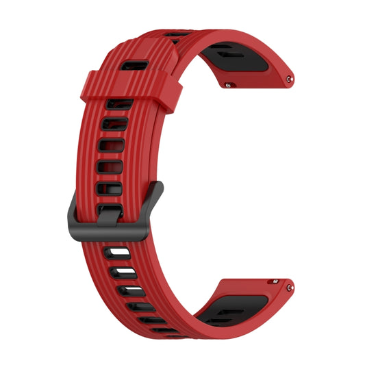 For Huawei Watch GT 3 42mm 20mm Two-color Stripe Silicone Watch Band(Red Black) - Watch Bands by buy2fix | Online Shopping UK | buy2fix