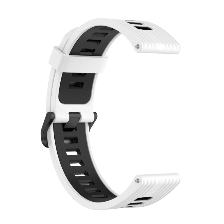 For Samsung Galaxy Watch4/Active2 20mm Two-color Stripe Silicone Watch Band(White Black) - Watch Bands by buy2fix | Online Shopping UK | buy2fix