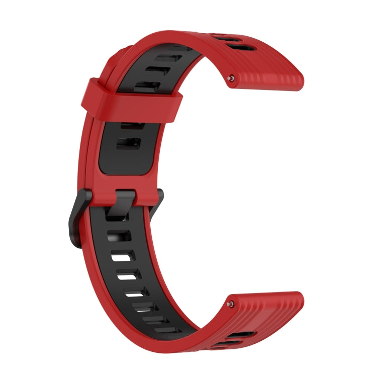 For Samsung Galaxy Watch4/Active2 20mm Two-color Stripe Silicone Watch Band(Red Black) - Watch Bands by buy2fix | Online Shopping UK | buy2fix