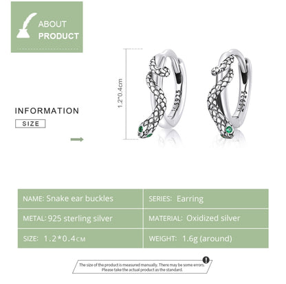 S925 Sterling Silver Snake Ear Buckle Women Earrings - Jewelry Accessories by buy2fix | Online Shopping UK | buy2fix