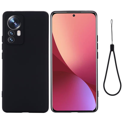 For Xiaomi 12 Pro Pure Color Liquid Silicone Phone Case(Black) - 12 Pro Cases by buy2fix | Online Shopping UK | buy2fix
