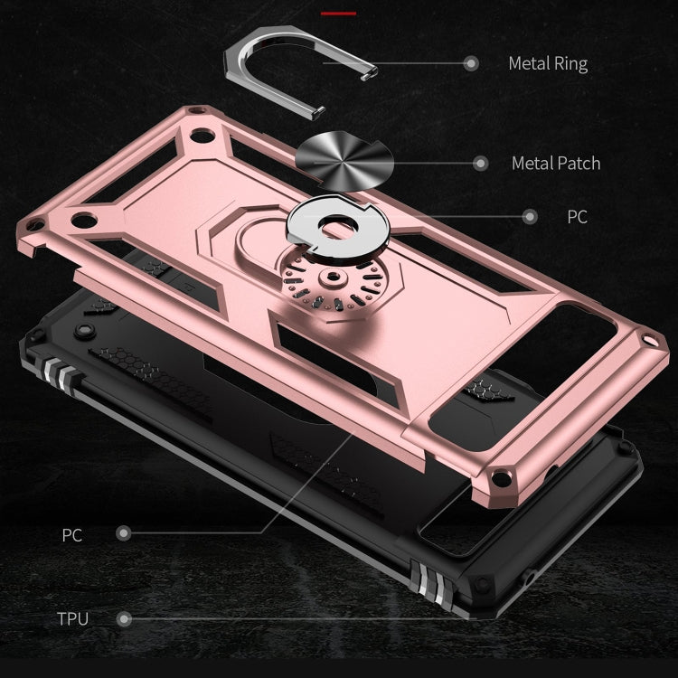 For Google Pixel 6A Shockproof TPU + PC Protective Case with 360 Degree Rotating Holder(Rose Gold) - Google Cases by buy2fix | Online Shopping UK | buy2fix