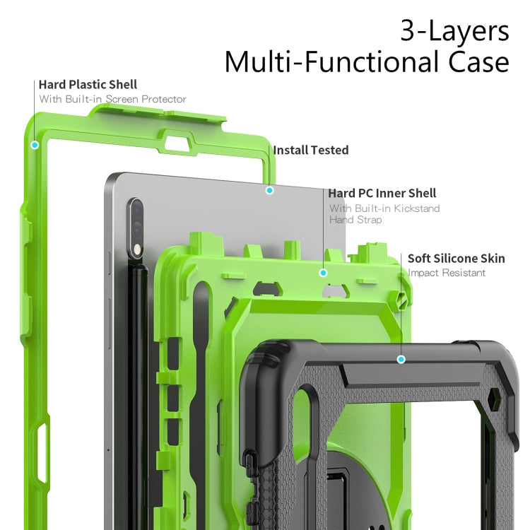 For Samsung Galaxy Tab S8+ 12.4 inch SM-X800 Silicone + PC Tablet Case(Black+Yellow Green) - Galaxy Tab S8+ Cases by buy2fix | Online Shopping UK | buy2fix