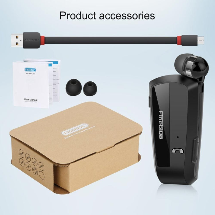 Fineblue F990 CVC6.0 Noise Reduction Lavalier Bluetooth Earphone, Support Vibration Reminder(Black) - Bluetooth Earphone by Fineblue | Online Shopping UK | buy2fix