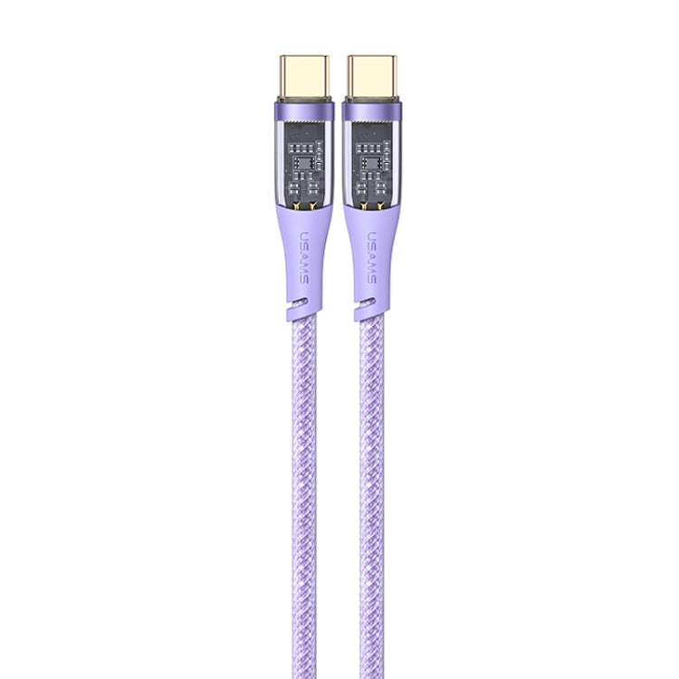 USAMS US-SJ574 Type-C / USB-C to Type-C / USB-C PD 100W Aluminum Alloy Transparent Charging Cata Cable, Length: 1.2m(Purple) -  by USAMS | Online Shopping UK | buy2fix