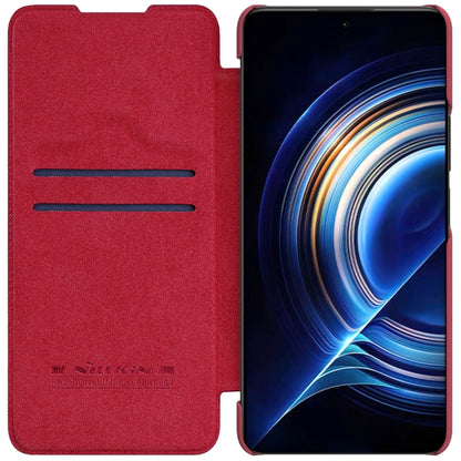 For Xiaomi Redmi K50 / K50 Pro NILLKIN QIN Series Pro Sliding Camera Cover Leather Phone Case(Red) - Xiaomi Cases by NILLKIN | Online Shopping UK | buy2fix