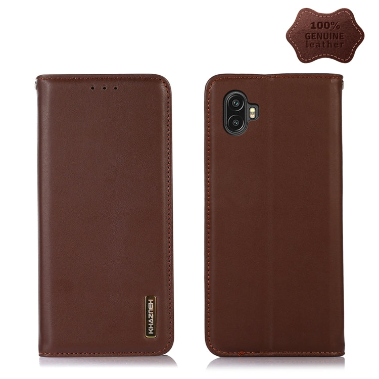 For Samsung Galaxy Xcover6 Pro KHAZNEH Nappa Top Layer Cowhide Leather Phone Case(Brown) - Galaxy Phone Cases by buy2fix | Online Shopping UK | buy2fix