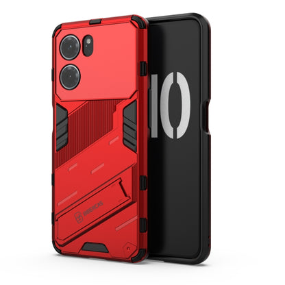 For OPPO K10 5G China Punk Armor 2 in 1 PC + TPU Shockproof Phone Case with Invisible Holder(Red) - OPPO Cases by buy2fix | Online Shopping UK | buy2fix