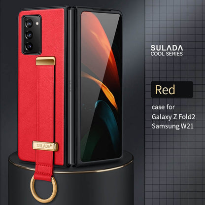 For Samsung Galaxy Z Fold2 SULADA Cool Series PC + Leather Texture Skin Feel Shockproof Phone Case(Red) - Galaxy Phone Cases by SULADA | Online Shopping UK | buy2fix
