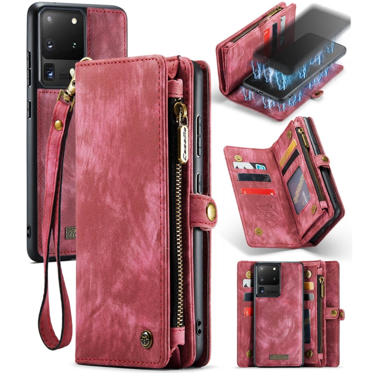 For Galaxy S20 Plus CaseMe Detachable Multifunctional Horizontal Flip Leather Case, with Card Slot & Holder & Zipper Wallet & Photo Frame(Red) - Galaxy Phone Cases by CaseMe | Online Shopping UK | buy2fix