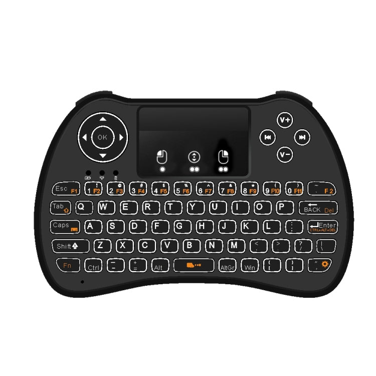 H9 2.4GHz Mini Wireless Air Mouse QWERTY Keyboard with White Backlight & Touchpad for PC, TV(Black) - MINI PC Accessories & Gadgets by buy2fix | Online Shopping UK | buy2fix