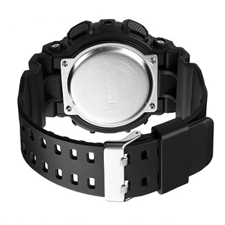 SKMEI 1857 Stainless Steel Buckle PU Strap Waterproof Electronic Watch(Black and White) - Leather Strap Watches by SKMEI | Online Shopping UK | buy2fix