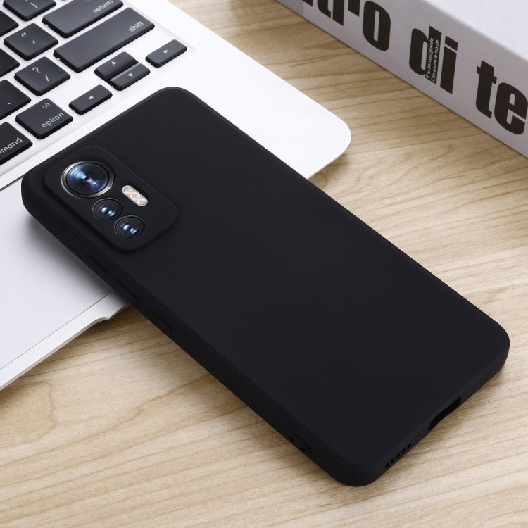 For Xiaomi 12 Lite Solid Color Liquid Silicone Full Coverage Phone Case(Black) - Xiaomi Accessories by buy2fix | Online Shopping UK | buy2fix