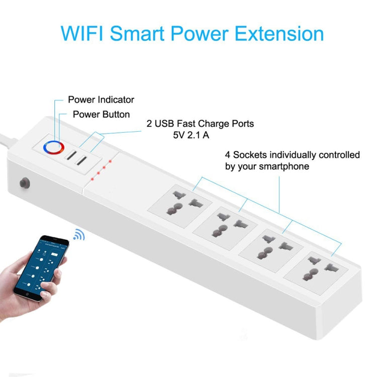 WiFi 16A SM-SO306-M 4 Holes + 2 USB Multi-purpose Smart Power Strip(UK Plug) - Consumer Electronics by buy2fix | Online Shopping UK | buy2fix