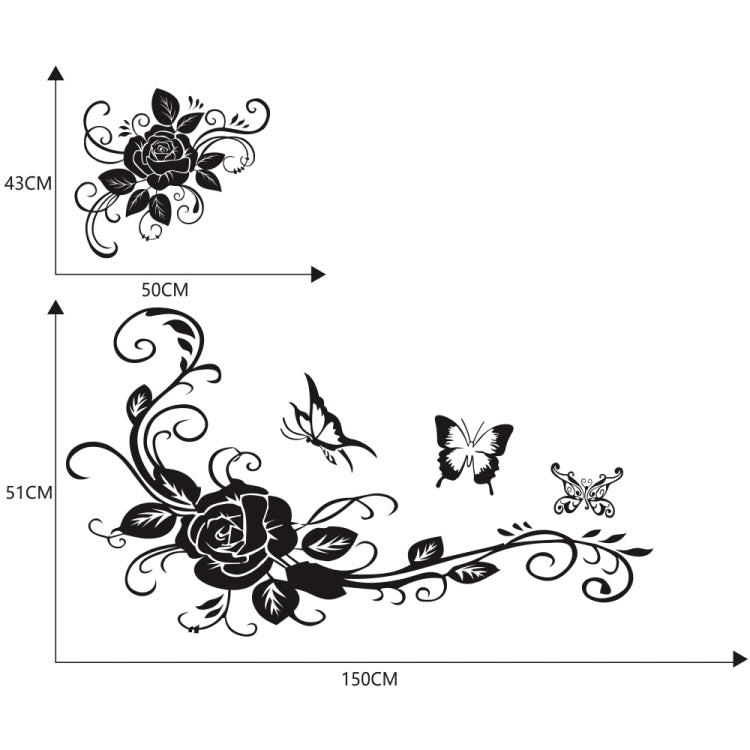 2 PCS/Set D-72 Butterfly Love Flower Pattern Car Modified Decorative Sticker(Black) - In Car by buy2fix | Online Shopping UK | buy2fix