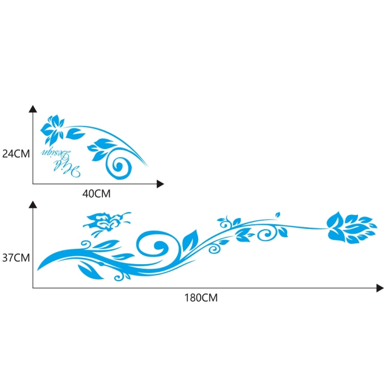 2 PCS/Set D-251 Butterfly Love Flowers Pattern Car Modified Decorative Sticker(Blue) - In Car by buy2fix | Online Shopping UK | buy2fix