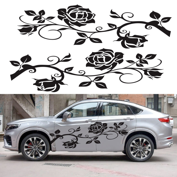 2 PCS/Set D-545 Rose Pattern Car Modified Decorative Sticker(Black) - In Car by buy2fix | Online Shopping UK | buy2fix