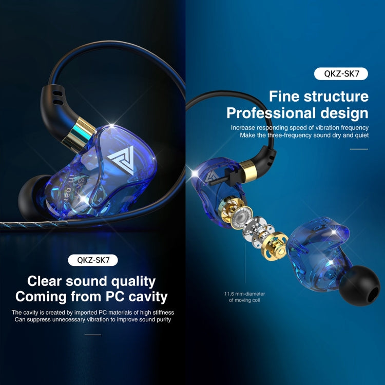 QKZ SK7 3.5mm Sports In-ear Copper Driver Wired HIFI Stereo Earphone with Mic(Sky Blue) - In Ear Wired Earphone by QKZ | Online Shopping UK | buy2fix