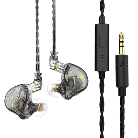 QKZ ZXT Sports In-ear Wired Control Plug HIFI Stereo Stage Monitor Earphone, Style:with Mic(Transparent Grey) - In Ear Wired Earphone by QKZ | Online Shopping UK | buy2fix