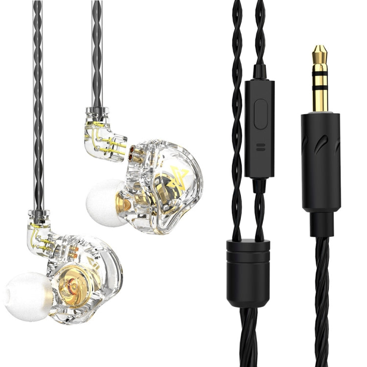 QKZ AK6 MAX In-ear Dynamic Subwoofer Wire-controlled Earphone, Version:with Mic Version(Transparent White) - In Ear Wired Earphone by QKZ | Online Shopping UK | buy2fix