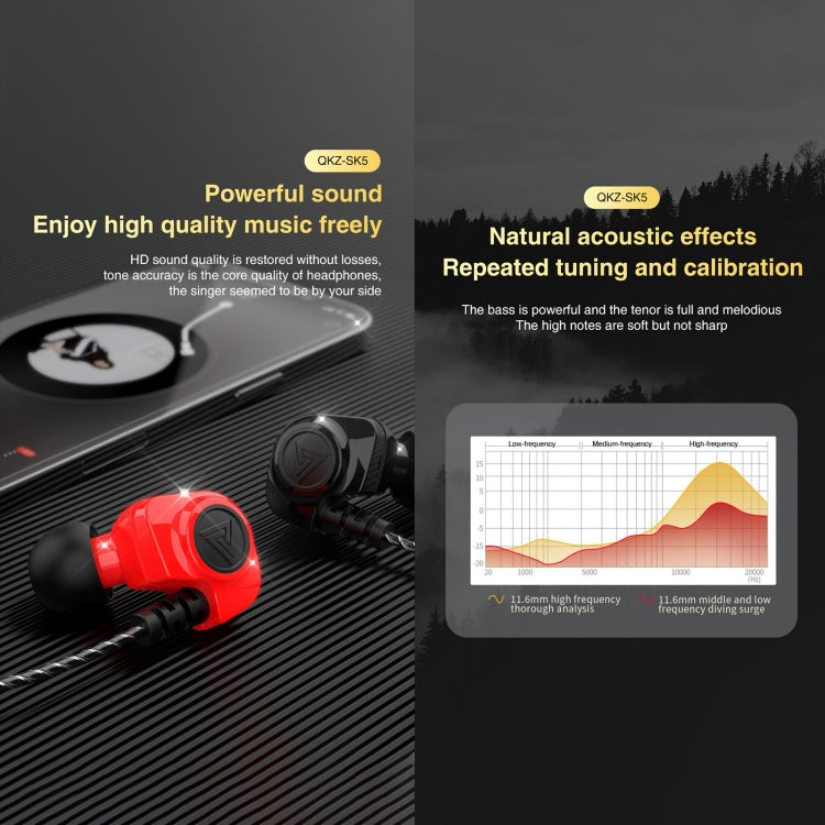 QKZ SK5 In-ear Subwoofer Wire-controlled Music Earphone with Mic(Yellow) - In Ear Wired Earphone by QKZ | Online Shopping UK | buy2fix