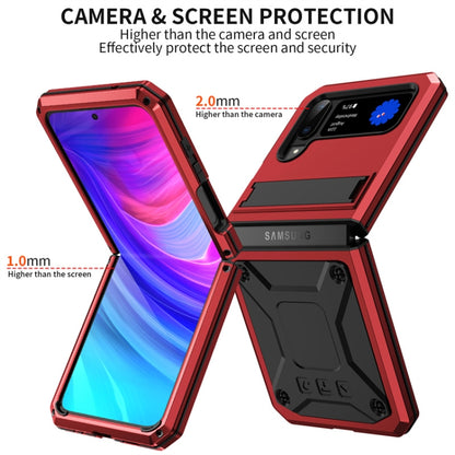 For Samsung Galaxy Z Flip4 Metal Shock-proof Phone Case With Holder(Red) - Galaxy Z Flip4 5G Cases by buy2fix | Online Shopping UK | buy2fix