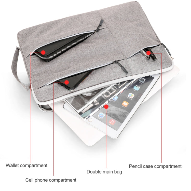 C310 Portable Casual Laptop Handbag, Size:15.6-17 inch(Grey) - 13.3 inch by buy2fix | Online Shopping UK | buy2fix