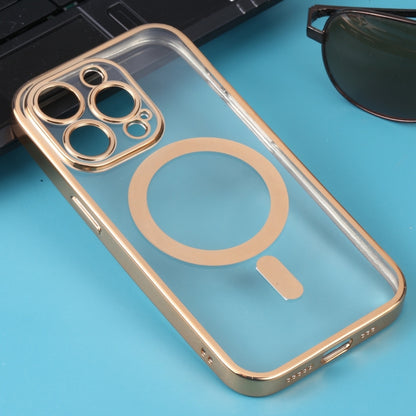 For iPhone 12 Pro Max MagSafe Electroplating Straight TPU Phone Case(Gold) - Apple Accessories by buy2fix | Online Shopping UK | buy2fix