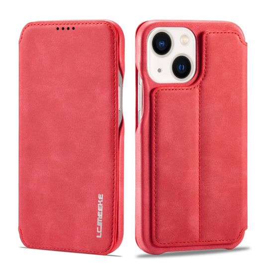 For iPhone 14 LC.IMEEKE Hon Ancient Series Flip Leather Phone Case (Red) - iPhone 14 Cases by LC.IMEEKE | Online Shopping UK | buy2fix