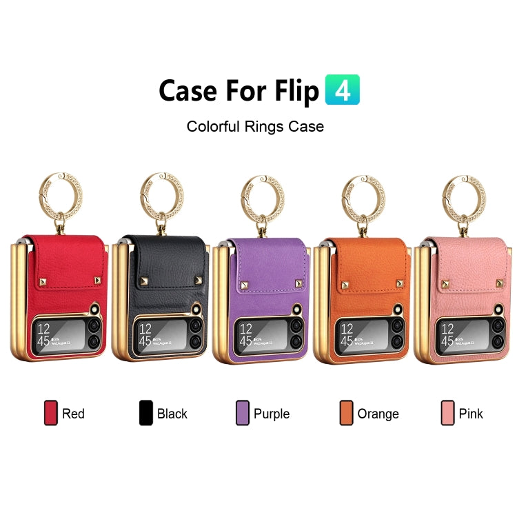 For Samsung Galaxy Z Flip4 5G GKK Colorful PU Phone Case with Ring Holder(Red) - Galaxy Z Flip4 5G Cases by GKK | Online Shopping UK | buy2fix