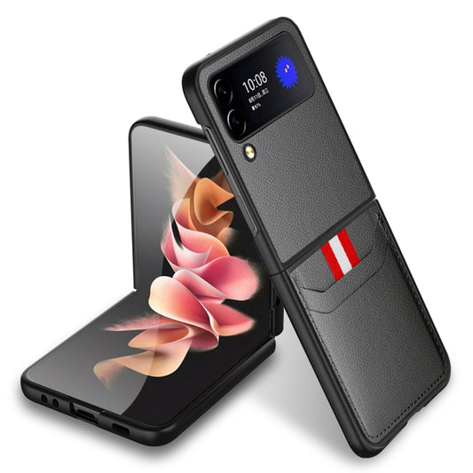 For Samsung Galaxy Z Flip4 5G GKK Litchi Texture Card Slot Phone Case(Grey) - Galaxy Z Flip4 5G Cases by GKK | Online Shopping UK | buy2fix