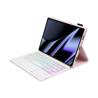 OP11-AS Lambskin Texture Ultra-thin Bluetooth Keyboard Leather Case with Touchpad & Backlight For OPPO Pad 11 inch(Pink) - Others Keyboard by buy2fix | Online Shopping UK | buy2fix