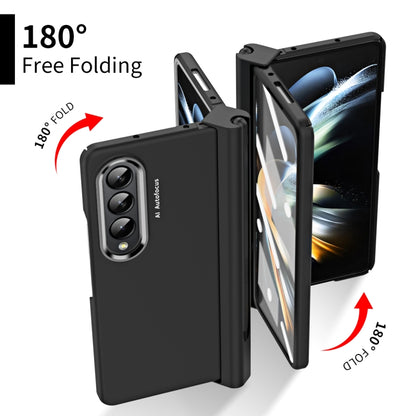 For Samsung Galaxy Z Fold4 Skin Feel Two-color Contact Lens Hinge Flip Phone Case with Pen Slot(Black) - Galaxy Z Fold4 5G Cases by buy2fix | Online Shopping UK | buy2fix