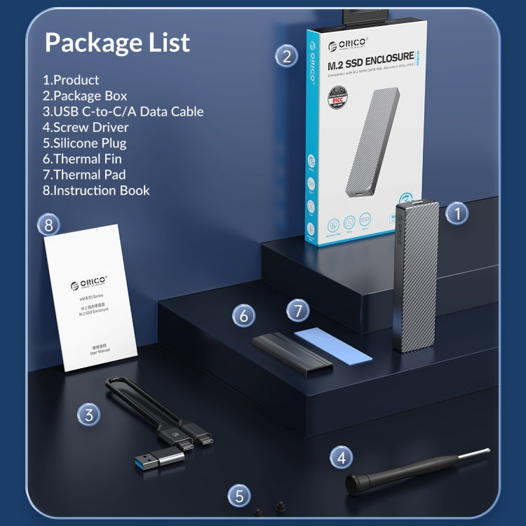 ORICO M213C3-G4-SV 20Gbps M.2 NVMESSD Enclosure(Silver) - HDD Enclosure by ORICO | Online Shopping UK | buy2fix