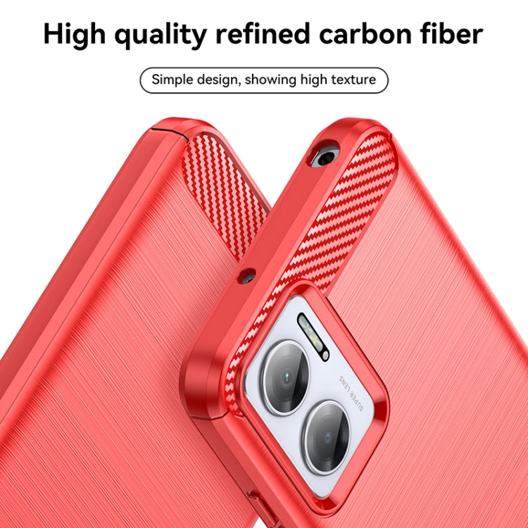 For Xiaomi Redmi 10 Prime+ 5G Brushed Texture Carbon Fiber TPU Case(Red) - Xiaomi Accessories by buy2fix | Online Shopping UK | buy2fix