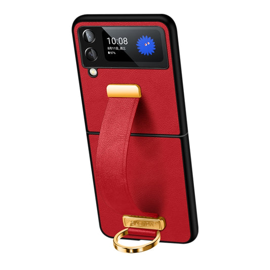 For Samsung Galaxy Z Flip4 SULADA Cool Series PC + Leather Texture Skin Feel Shockproof Phone Case(Red) - Galaxy Z Flip4 5G Cases by SULADA | Online Shopping UK | buy2fix