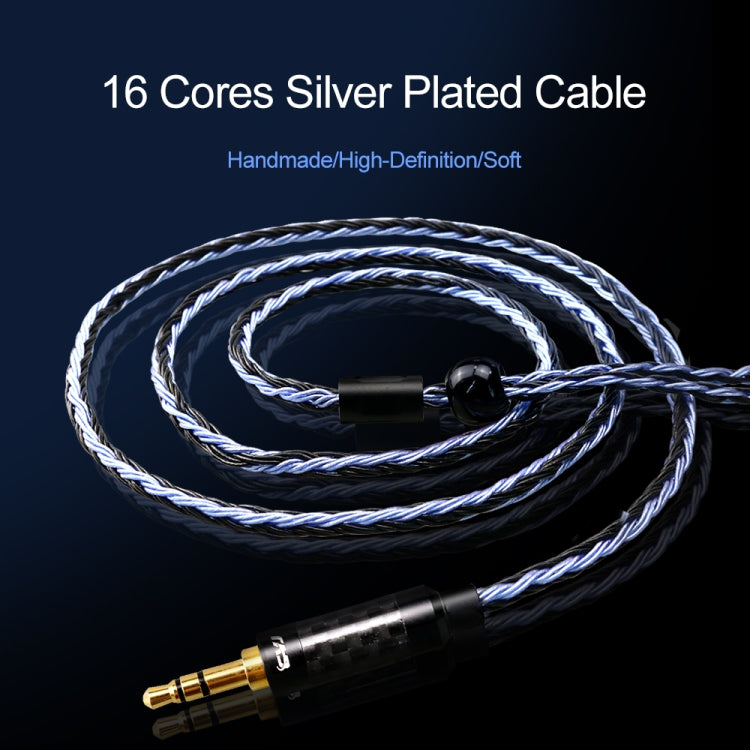 CVJ V3 1.2m 16 Cores Silver-plated 3.5mm Earphone Cable, Style:0.75mm(Black-Blue) - Cable & Splitter by CVJ | Online Shopping UK | buy2fix