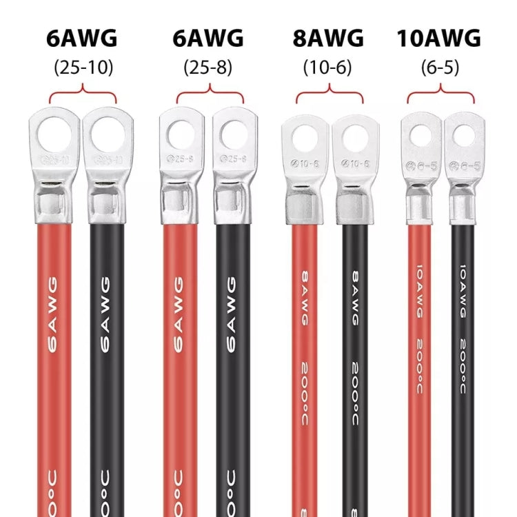 10AWG 6-5 Car 50cm Red + Black Pure Copper Battery Inverter Cable - In Car by buy2fix | Online Shopping UK | buy2fix