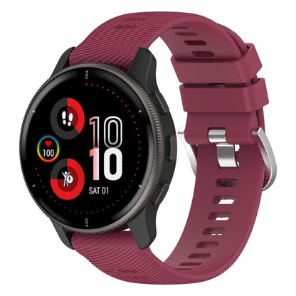 For Garmin Venu 2Plus 20mm Cross Textured Silicone Watch Band(Wine Red) - Watch Bands by buy2fix | Online Shopping UK | buy2fix