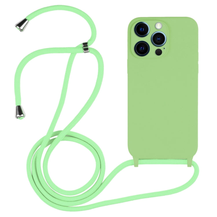 For iPhone 12 Pro Max Crossbody Lanyard Liquid Silicone Case(Matcha Green) - iPhone 12 Pro Max Cases by buy2fix | Online Shopping UK | buy2fix