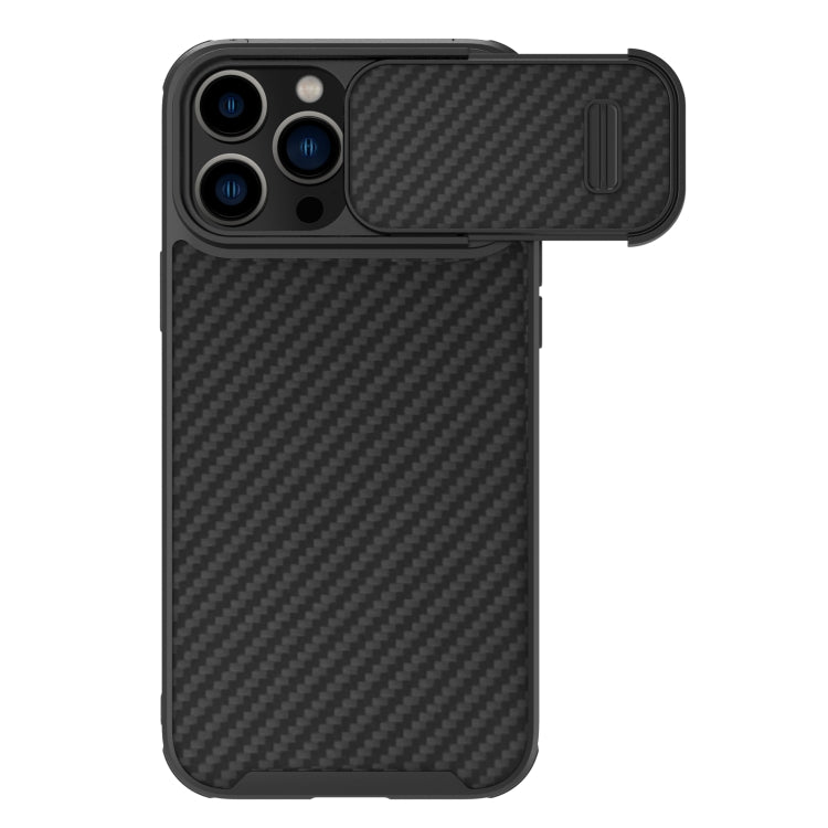 For iPhone 14 Pro NILLKIN Synthetic Fiber Camshield Phone Case(Black) - iPhone 14 Pro Cases by NILLKIN | Online Shopping UK | buy2fix