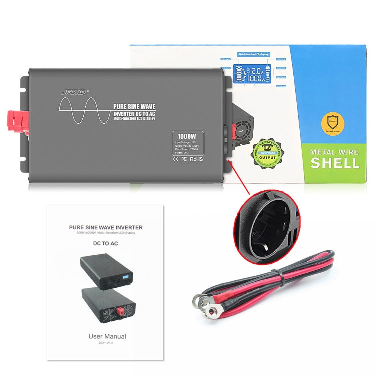 Car 1000W 12V to 220V Pure Sine Wave Power Inverter, EU Plug - In Car by buy2fix | Online Shopping UK | buy2fix