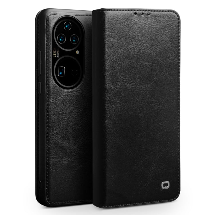 For Huawei P50 Pro QIALINO Genuine Leather Phone Case(Black) - Huawei Cases by QIALINO | Online Shopping UK | buy2fix