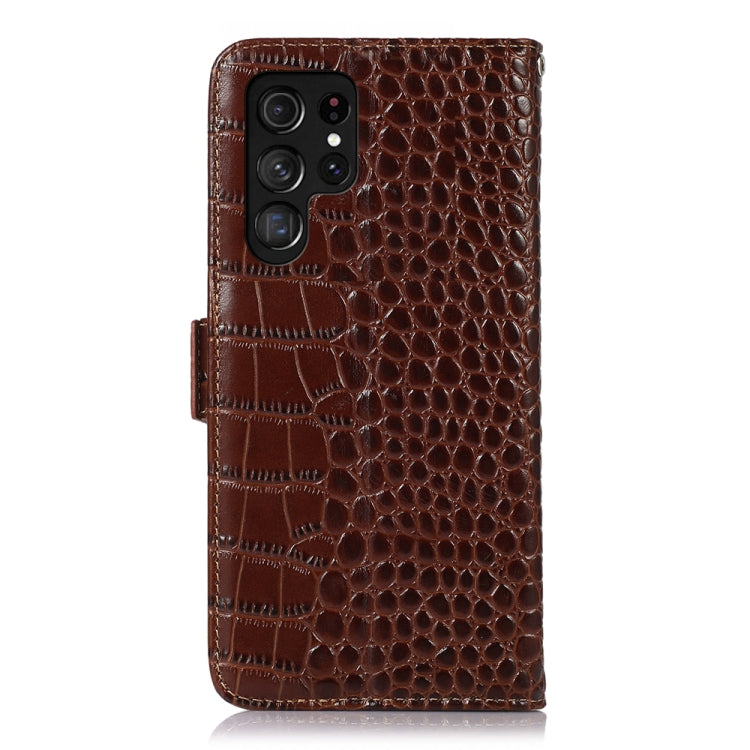 For Samsung Galaxy S23 Ultra 5G Crocodile Top Layer Cowhide Leather Phone Case(Brown) - Galaxy S23 Ultra 5G Cases by buy2fix | Online Shopping UK | buy2fix