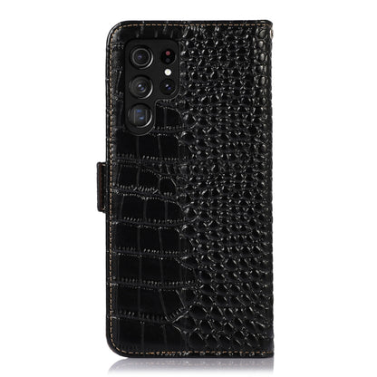 For Samsung Galaxy S23 Ultra 5G Crocodile Top Layer Cowhide Leather Phone Case(Black) - Galaxy S23 Ultra 5G Cases by buy2fix | Online Shopping UK | buy2fix