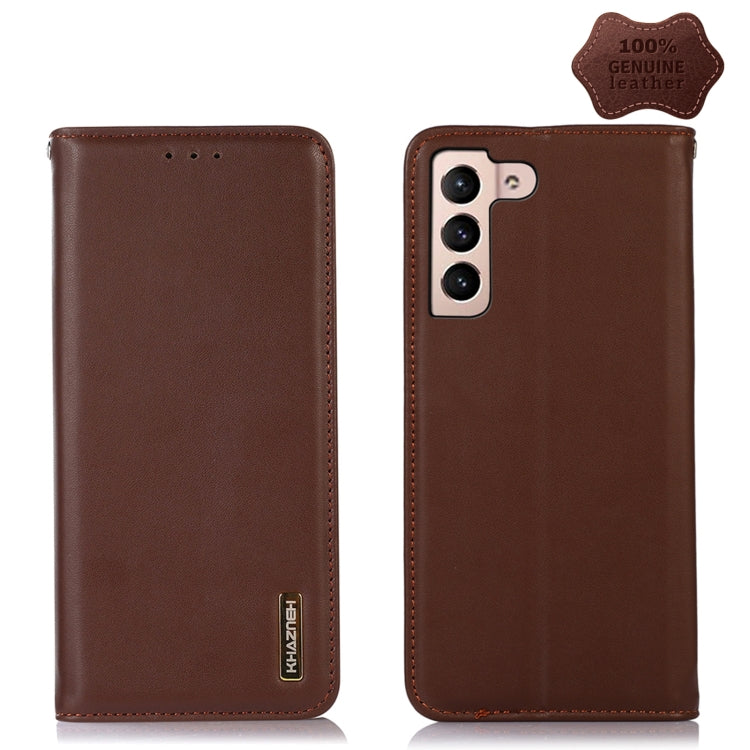 For Samsung Galaxy S23+ 5G KHAZNEH Nappa Top Layer Cowhide Leather Phone Case(Brown) - Galaxy S23+ 5G Cases by buy2fix | Online Shopping UK | buy2fix