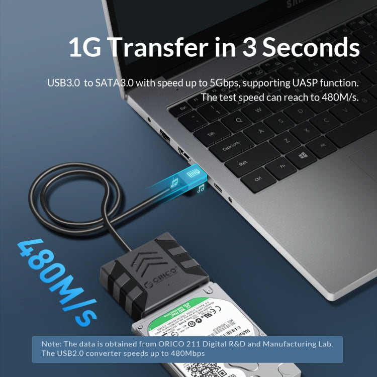 ORICO UTS1 Type-C / USB-C USB 3.0 2.5-inch SATA HDD Adapter with 12V 2A Power Adapter, Cable Length:0.3m(AU Plug) - USB to IDE / SATA by ORICO | Online Shopping UK | buy2fix